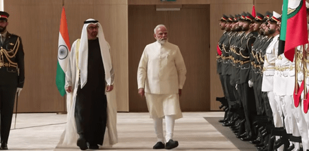 PM Modi accorded guard of honour on arrival in Abu Dhabi